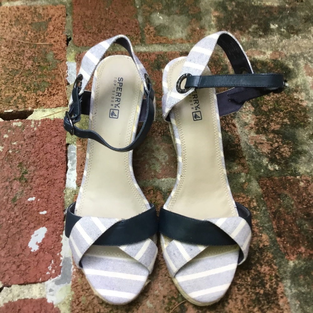Sperry wedge espradilles  blue/white size 8.5